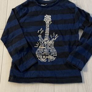 Mayoral Kids Navy and Black Striped Guitar Tee